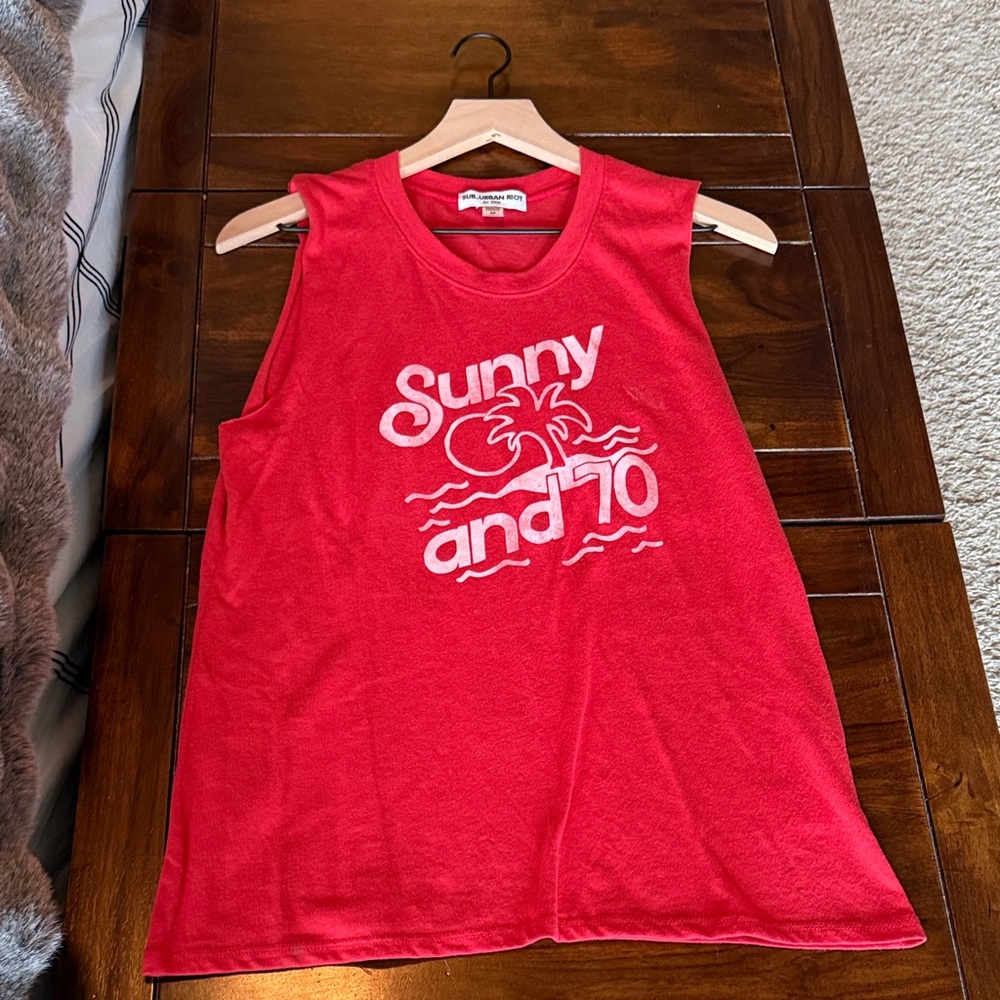 Sub_Urban Riot Red Graphic Tank Top "Sunny and 70"